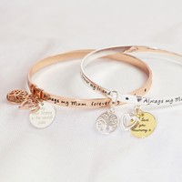 Personalised 'Always My Mum' Meaningful Word Bangle