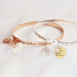 Personalised 'Always My Mum' Meaningful Word Bangle
