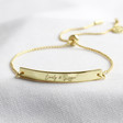 Lisa Angel Gold Personalised 'Handwriting' Box Chain and Curved Bar Bracelet