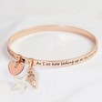 Lisa Angel Rose Gold Personalised 'Never Forgotten' Meaningful Word Bangle