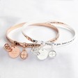 Personalised 'Sisters' Meaningful Word Bangles in Silver and Gold