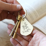 Personalised 'Your Drawing' Antiqued Brass Keyring