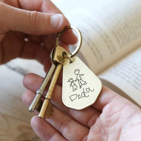 Personalised 'Your Dad Drawing' Antiqued Brass Keyring