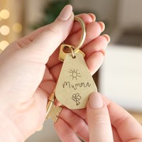 Personalised 'Your Mum Drawing' Antiqued Brass Keyring