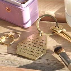 'Precious Daughter' Antiqued Brass Keyring