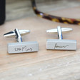 Personalised Brushed Bar Cufflinks in Silver