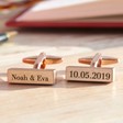 Personalised Brushed Bar Cufflinks in Rose Gold