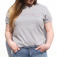 Embroidered 'Everything Will Be OK' T-Shirt