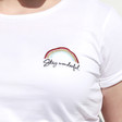 Lisa Angel White Embroidered 'Stay Wonderful' Rainbow T-Shirt
