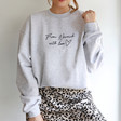 Lisa Angel Personalised 'With Love' Unisex Sweatshirt in Grey on Female Model