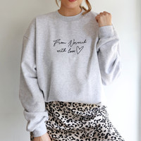 Personalised 'With Love' Unisex Sweatshirt in Grey