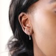Sterling Silver Star Charm Hoop Earrings on Model