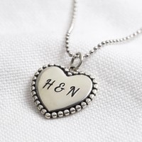 Personalised Sterling Silver Vintage Style Heart Pendant Necklace