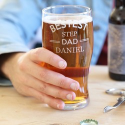 Personalised 'Bestest Step Dad' Engraved Pint Glass