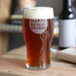 Personalised Engraved Circle Design Pint Glass