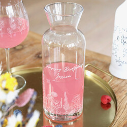 Personalised Engraved Wildflower Glass Wine Carafe