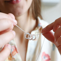 Personalised Mini Sterling Silver Family Hoops Necklace