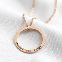 Personalised Solid Rose Gold Family Hoop Necklace