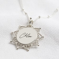 Personalised Sterling Silver Mandala Disc Charm Necklace