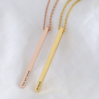 Personalised Polished Sterling Silver Bar Necklace