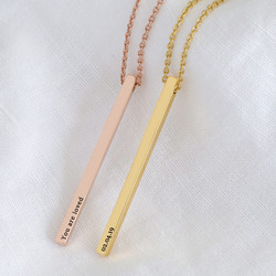 Personalised Polished Sterling Silver Bar Necklace