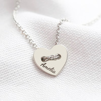 Personalised Sterling Silver Button Heart Necklace