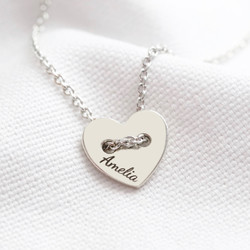 Personalised Sterling Silver Button Heart Necklace