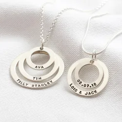 Personalised Sterling Silver Double Halo Necklace