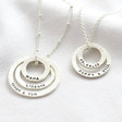 Lisa Angel Ladies' Personalised Sterling Silver Hammered Double Hoop Family Necklace