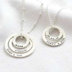 Personalised Sterling Silver Hammered Halo Necklace