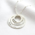 Handmade Personalised Sterling Silver Hammered Double Hoop Family Necklace