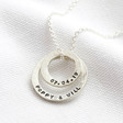 Personalised Sterling Silver Hammered Double Hoop Family Necklace