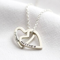 Personalised Sterling Silver Family Names Heart Necklace