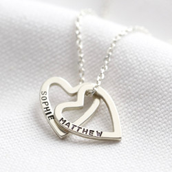 Personalised Sterling Silver Family Names Heart Necklace
