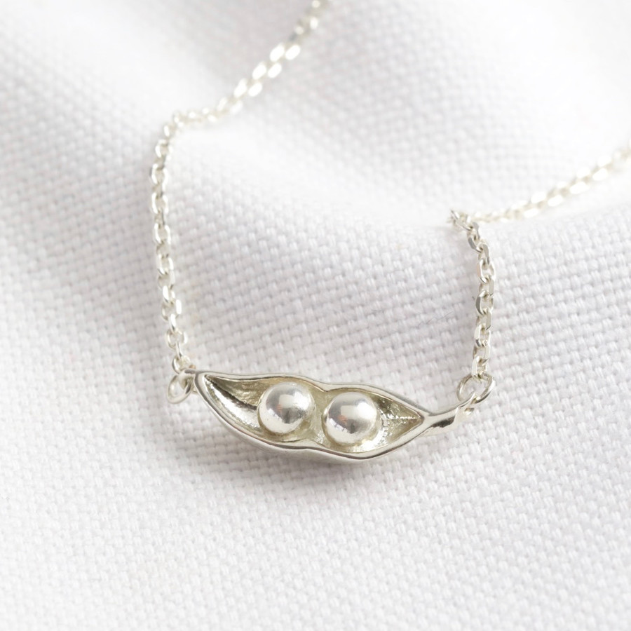 Personalised Sterling Silver Peas in a Pod Necklace Lisa Angel