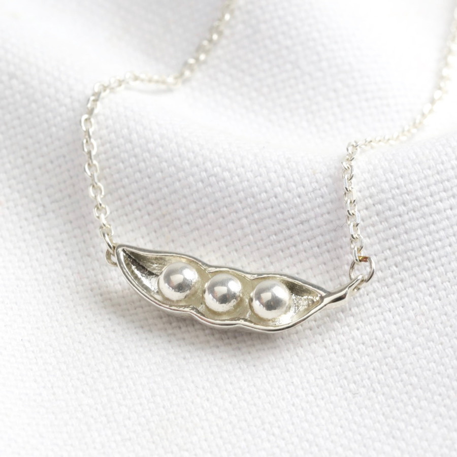 Personalised Sterling Silver Peas in a Pod Necklace Lisa Angel