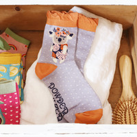 Powder Floral Koala Ankle Socks