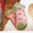 Lisa Angel with Ladies' Powder Rainbow Trainer Socks