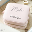 Girls Personalised Mini Square Quote Travel Jewellery Box - Pink