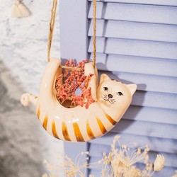 Sass and Belle Cat Hanging Planter, H13cm