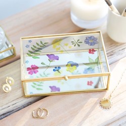 Sass & Belle Flower Print Glass Jewellery Box