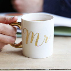 Sass & Belle Metallic Gold 'Mr' Mug
