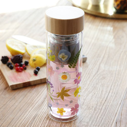 Sass & Belle Pressed Flowers Glass Water Bottle with Infuser