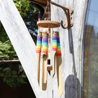Rainbow Wrapped Bamboo Wind Chime