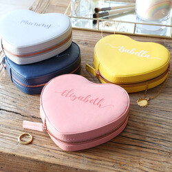 Personalised Name Heart Travel Jewellery Case