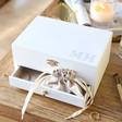 Women's Personalised Initials White Embroidered Jewellery Box