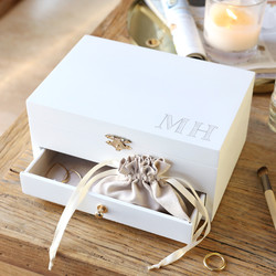 Personalised Initials White Embroidered Jewellery Box
