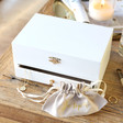 Women's Personalised Name White Embroidered Jewellery Box