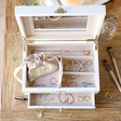 Teen's Personalised Name White Embroidered Jewellery Box