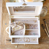 Personalised Name White Embroidered Jewellery Box